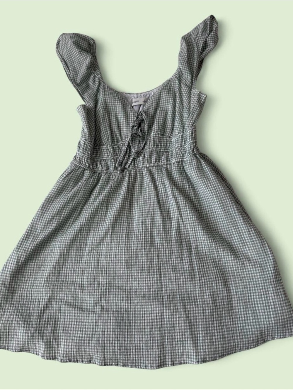 Hollister Green Gingham Cottagecore Tie-Front Sundress